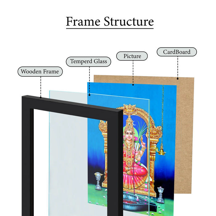 Kamakshi Amman Photo Frame | Goddess Kamakshi Seated on Throne Wall Frame for Pooja Space