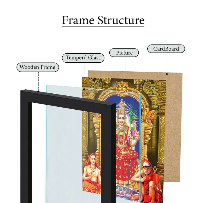 Goddess Kamakshi Picture Frame | Kamakshi Amman With Adi Shankaracharya & Kanchi Mahaperiyava Photo Frame for Home