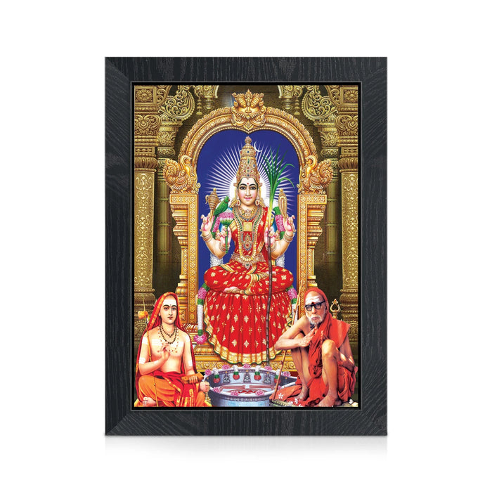 Goddess Kamakshi Picture Frame | Kamakshi Amman With Adi Shankaracharya & Kanchi Mahaperiyava Photo Frame for Home