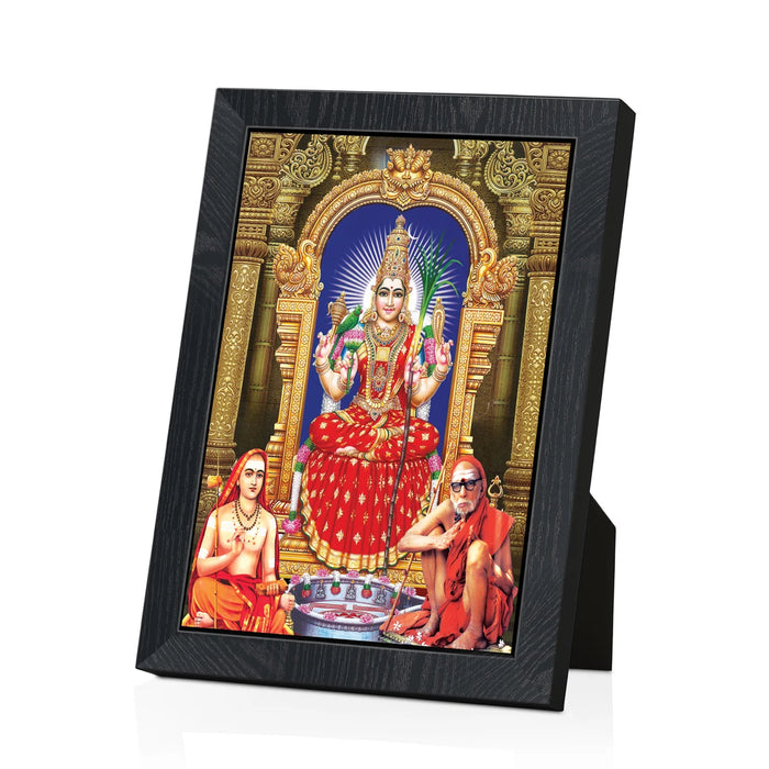 Goddess Kamakshi Picture Frame | Kamakshi Amman With Adi Shankaracharya & Kanchi Mahaperiyava Photo Frame for Home