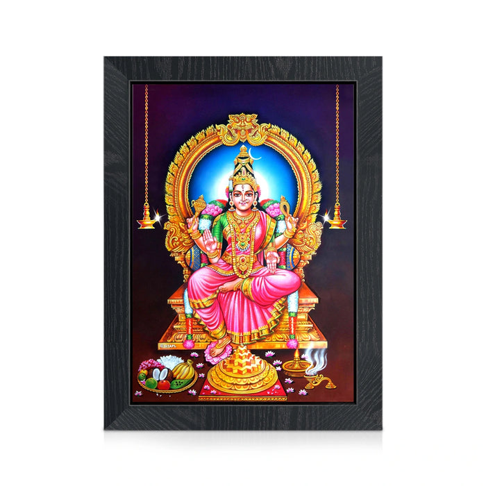 Goddess Bhuvaneshwari Wall Frame | Bhuvaneshwari Maa Seated on Throne Photo Frame for Pooja Spaces
