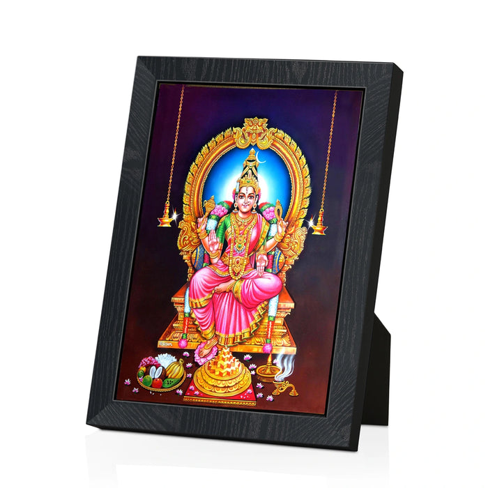 Goddess Bhuvaneshwari Wall Frame | Bhuvaneshwari Maa Seated on Throne Photo Frame for Pooja Spaces