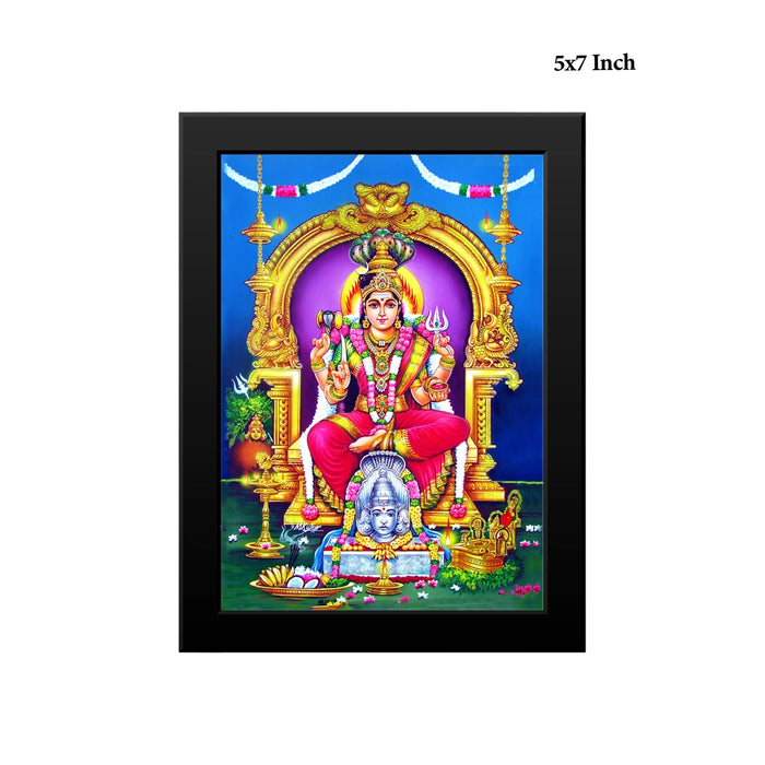 Goddess Mariamman Photo Frame | Sri Mariamman Seated on Throne Picture Frame for Home & Pooja Room