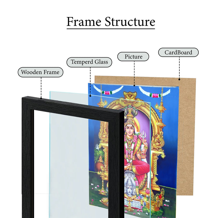 Goddess Mariamman Photo Frame | Sri Mariamman Seated on Throne Picture Frame for Home & Pooja Room