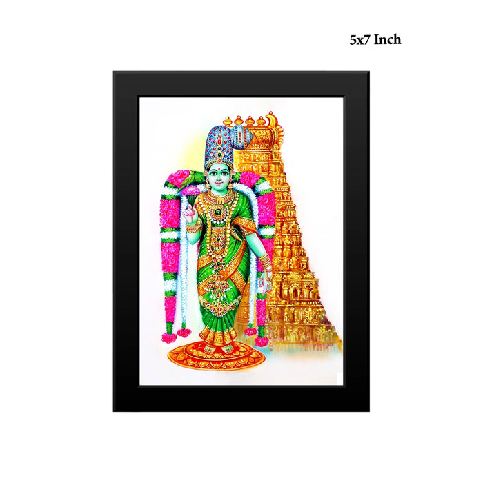 Meenakshi Amman Wall Frame | Madurai Meenakshi with Parrot Photo Frame for Living Room & Pooja Space