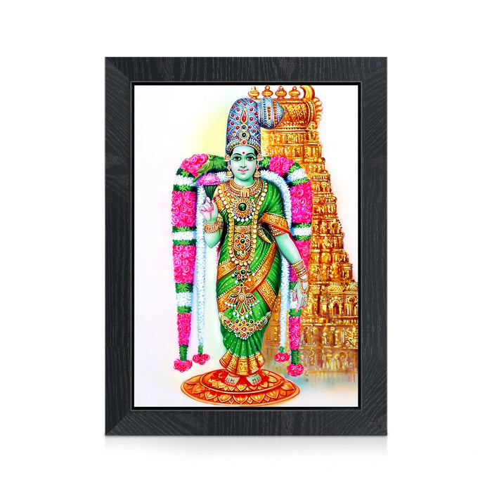 Meenakshi Amman Wall Frame | Madurai Meenakshi with Parrot Photo Frame for Living Room & Pooja Space