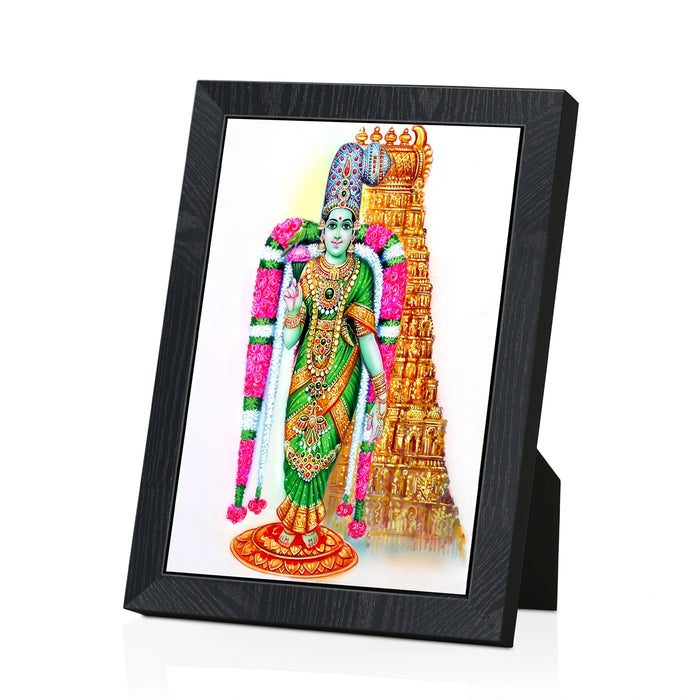 Meenakshi Amman Wall Frame | Madurai Meenakshi with Parrot Photo Frame for Living Room & Pooja Space