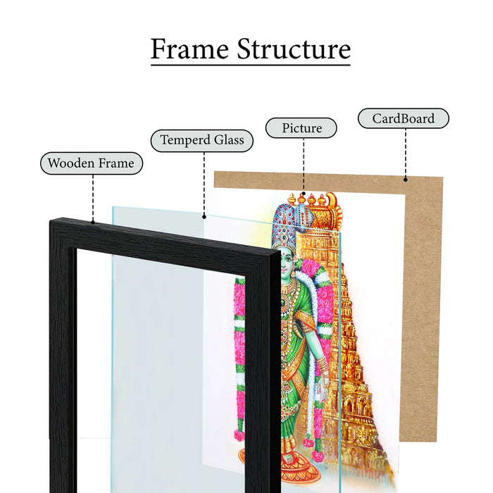 Meenakshi Amman Wall Frame | Madurai Meenakshi with Parrot Photo Frame for Living Room & Pooja Space
