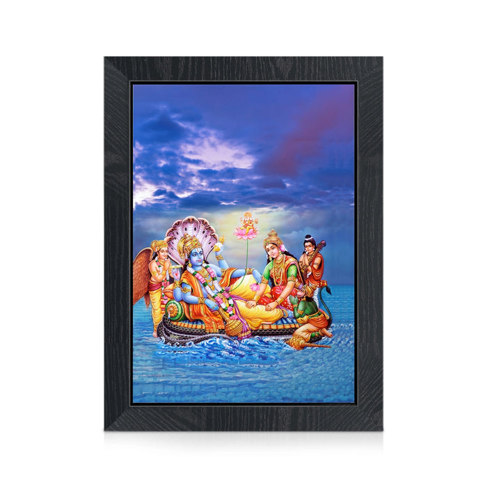 Sri Vishnu Parkadal Photo Frame | Lord Mahavishnu & Mahalakshmi Picture Frame for Home & Pooja Room