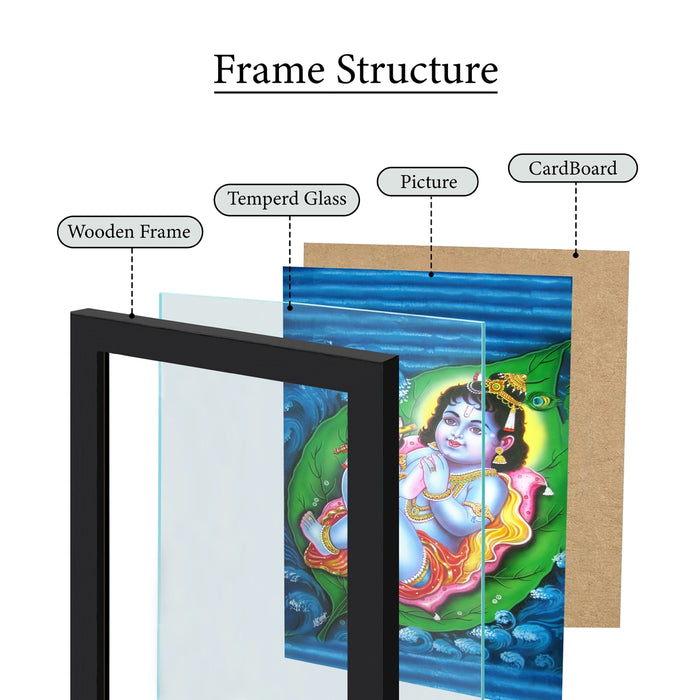 Alilai Krishnar Photo Frame | Baby Krishna on Banyan Leaf Wall Frame for Home & Pooja Room