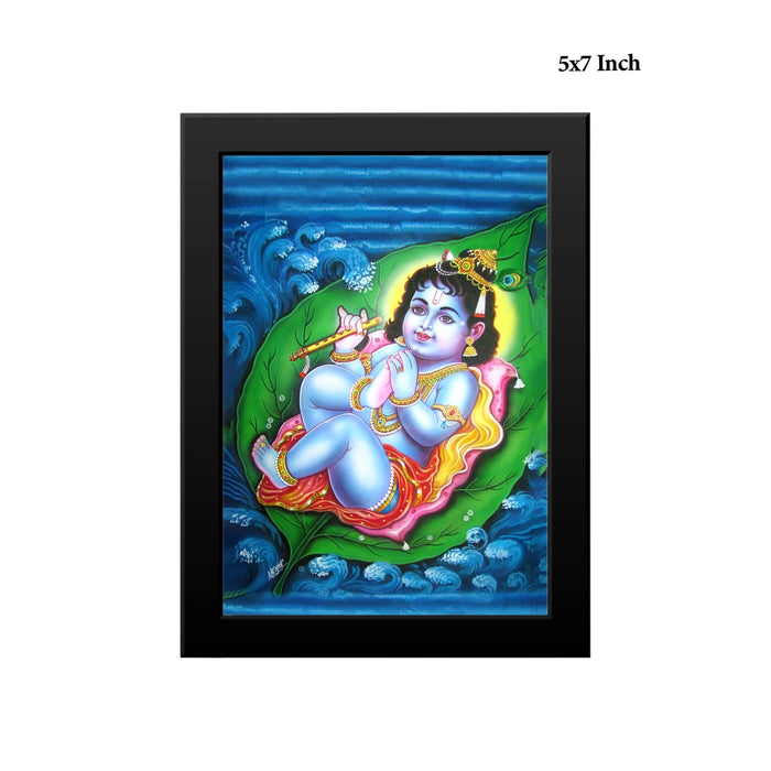 Alilai Krishnar Photo Frame | Baby Krishna on Banyan Leaf Wall Frame for Home & Pooja Room