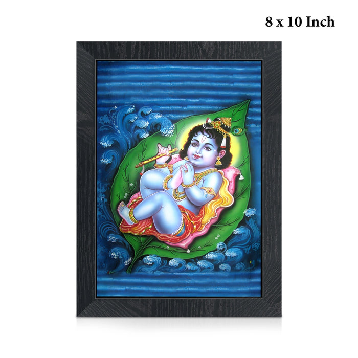 Alilai Krishnar Photo Frame | Baby Krishna on Banyan Leaf Wall Frame for Home & Pooja Room