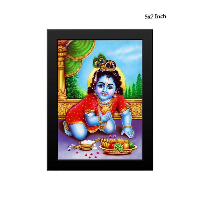 Laddu Krishnar Picture Frame | Baby Krishna with Laddu Photo Frame for Living Room & Pooja Space