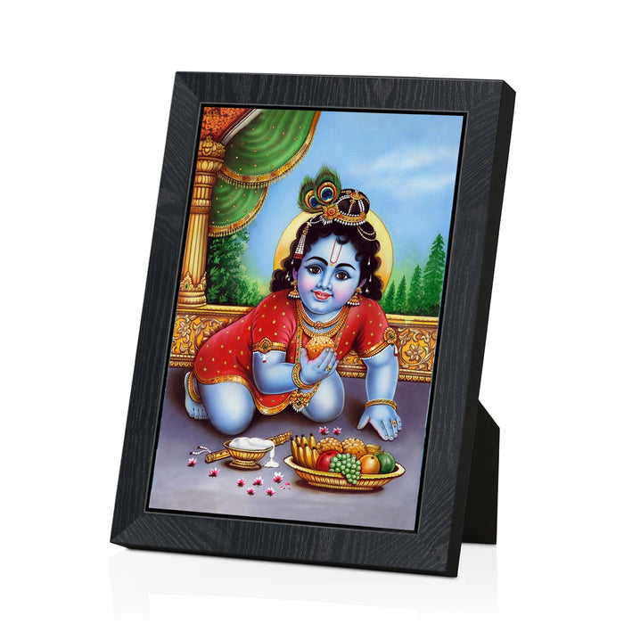Laddu Krishnar Picture Frame | Baby Krishna with Laddu Photo Frame for Living Room & Pooja Space
