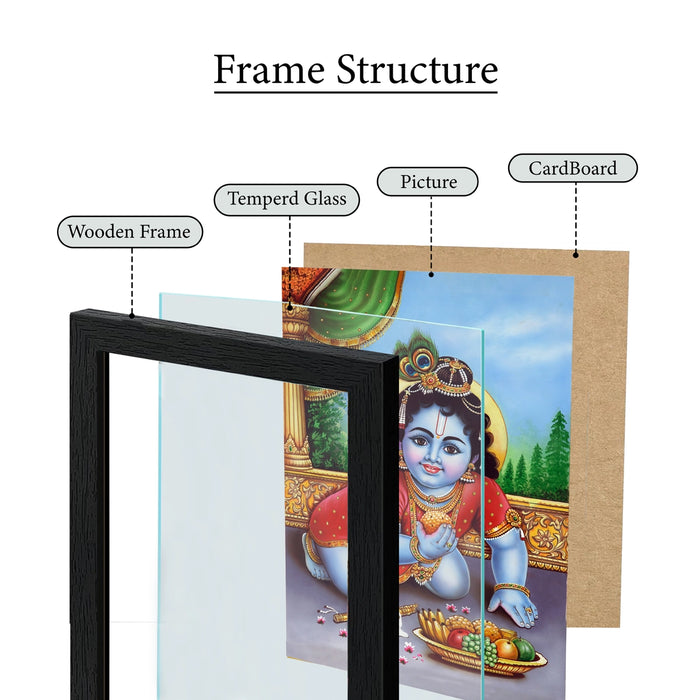 Laddu Krishnar Picture Frame | Baby Krishna with Laddu Photo Frame for Living Room & Pooja Space