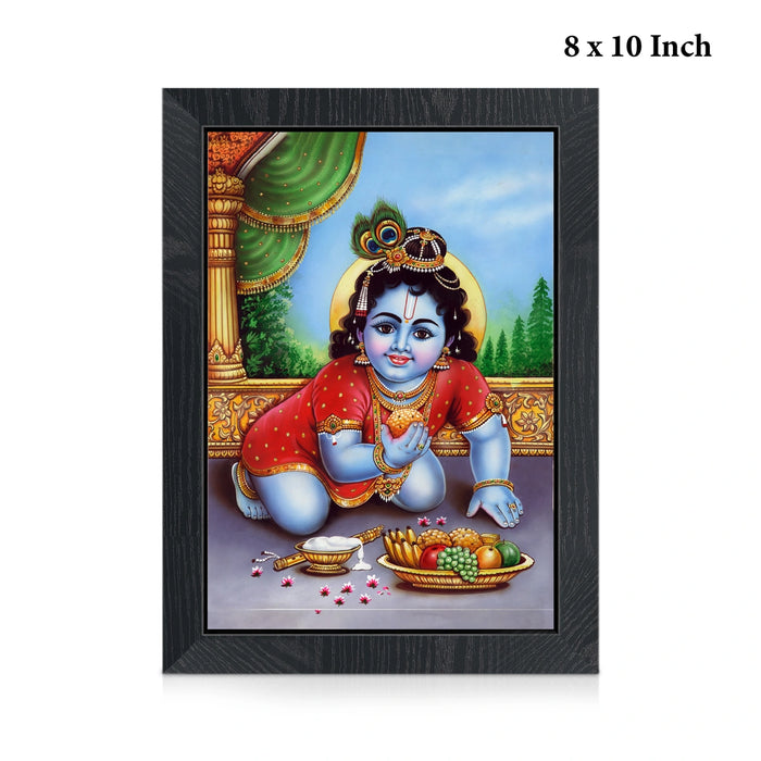 Laddu Krishnar Picture Frame | Baby Krishna with Laddu Photo Frame for Living Room & Pooja Space