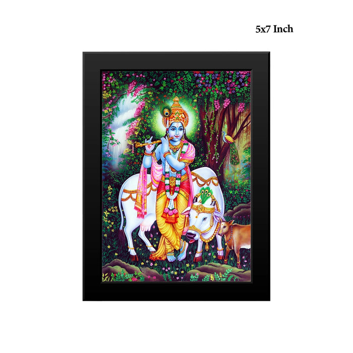 Krishnar with Cow Photo Frame | Lord Krishna with Cow Wall Frame for Home & Pooja Room