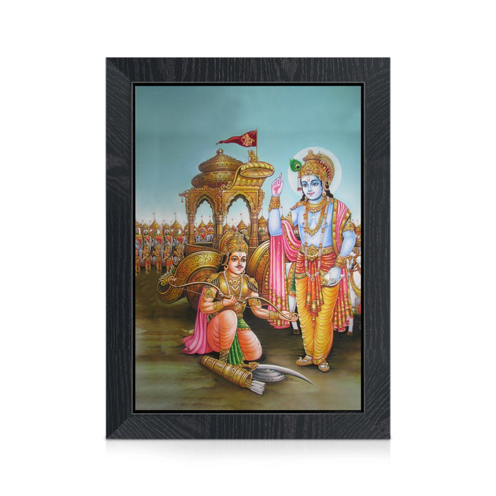 Bhagavad Gita Upadesh Photo Frame | Lord Krishna and Arjuna Picture Frame for Pooja Room
