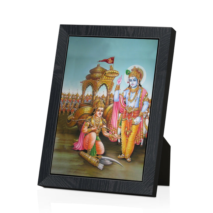 Bhagavad Gita Upadesh Photo Frame | Lord Krishna and Arjuna Picture Frame for Pooja Room