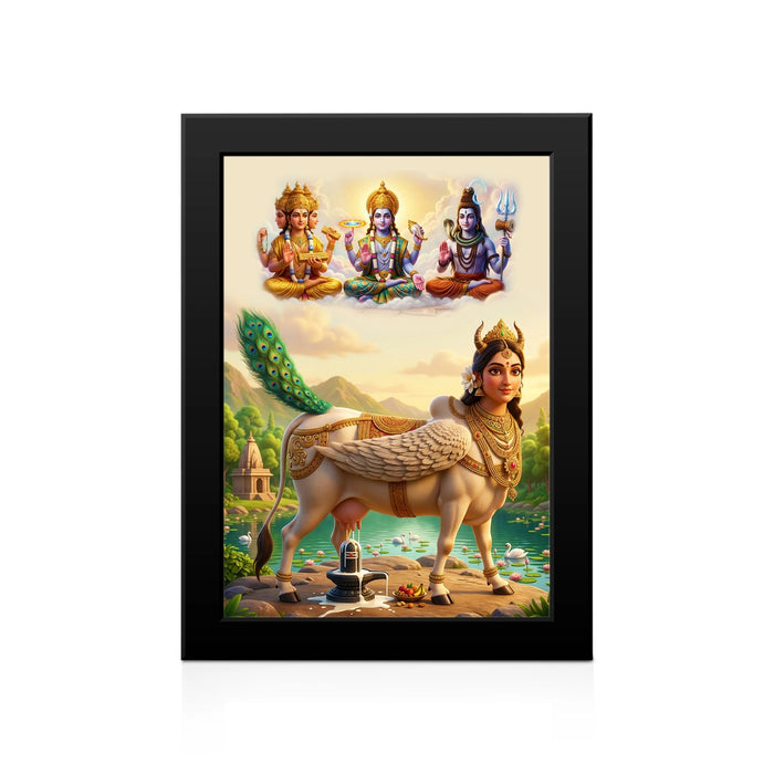 Sri Kamadhenu Wall Frame | Divine Kamadhenu Devi Photo Frame for Vastu & Pooja Room
