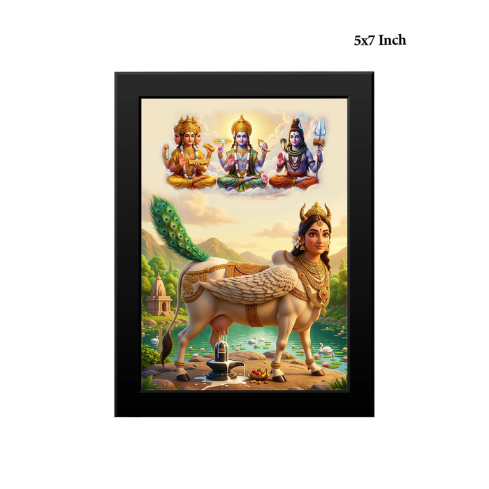 Sri Kamadhenu Wall Frame | Divine Kamadhenu Devi Photo Frame for Vastu & Pooja Room