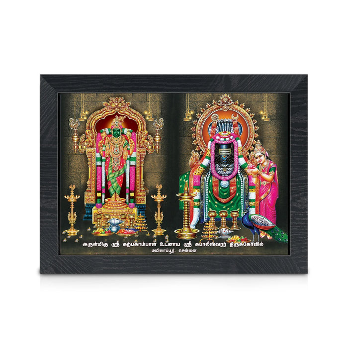 Kapaleeswarar Karpagambal Picture Frame | Lord Kapaleeswarar & Goddess Karpagambal Photo Frame for Pooja Space