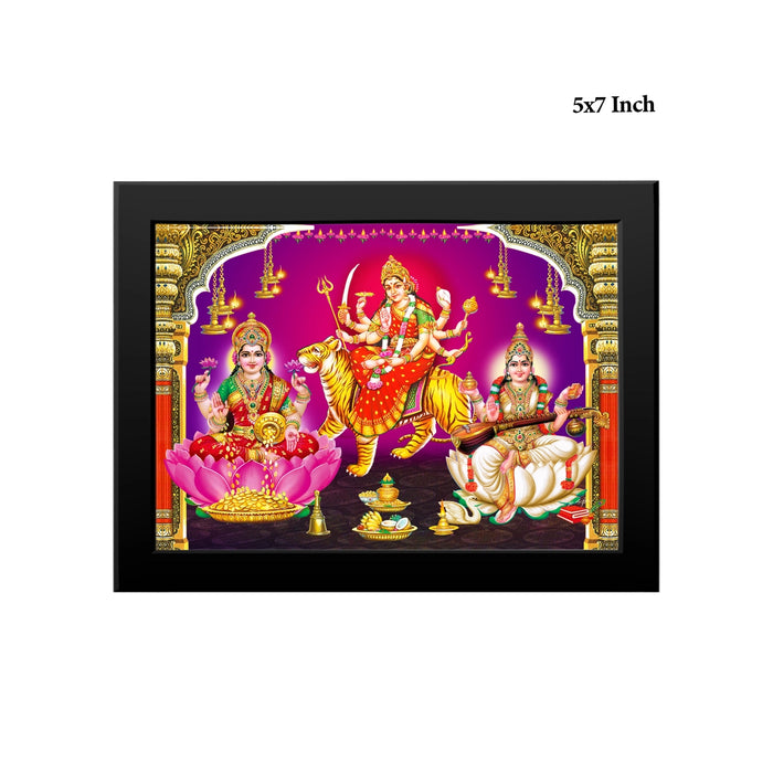 Lakshmi Durga Saraswati Wall Frame | Goddess Lakshmi, Durga & Saraswati Photo Frame for Home & Pooja Space