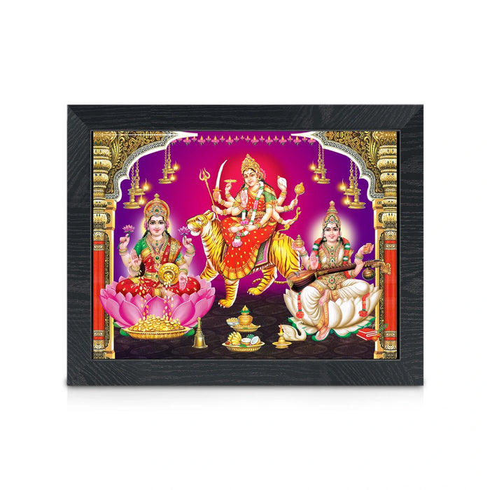 Lakshmi Durga Saraswati Wall Frame | Goddess Lakshmi, Durga & Saraswati Photo Frame for Home & Pooja Space