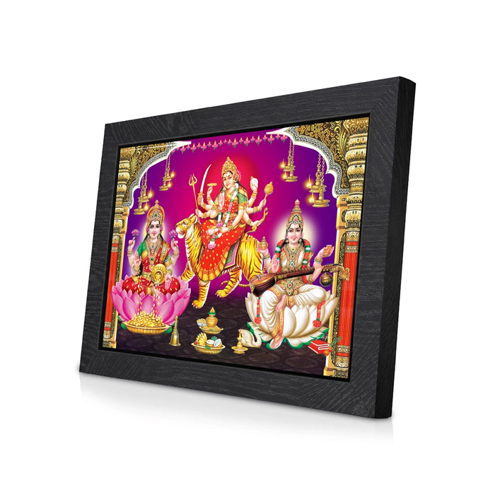 Lakshmi Durga Saraswati Wall Frame | Goddess Lakshmi, Durga & Saraswati Photo Frame for Home & Pooja Space