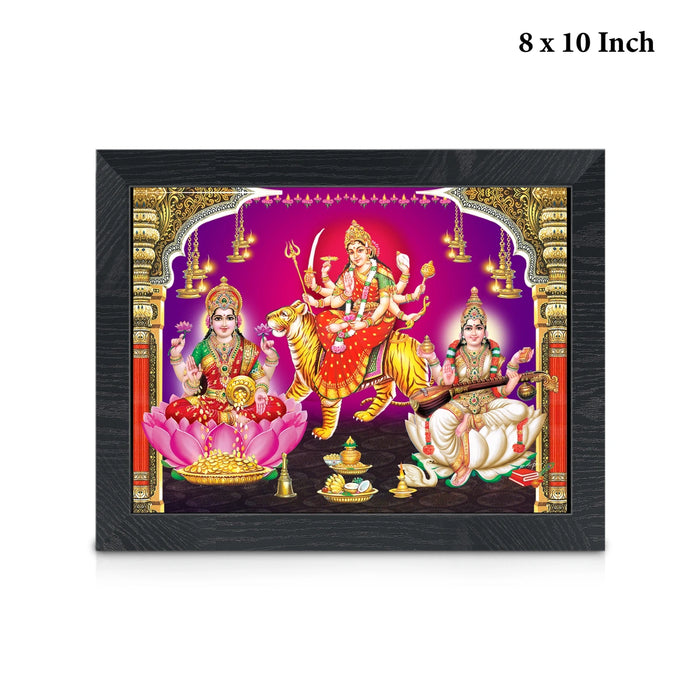 Lakshmi Durga Saraswati Wall Frame | Goddess Lakshmi, Durga & Saraswati Photo Frame for Home & Pooja Space
